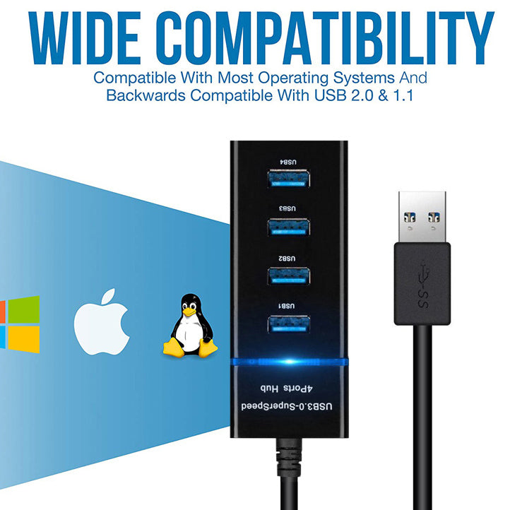 4-in-1 High-Speed USB Hub Splitter for PC/Laptop Adapter