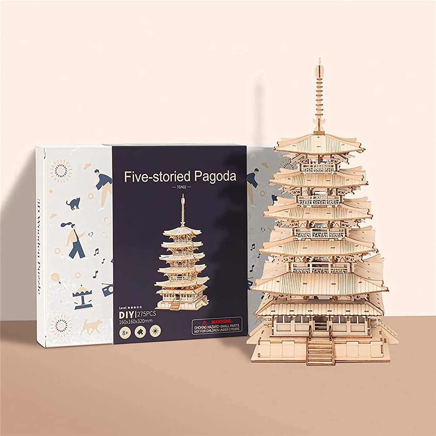 Robotime Five-storied Pagoda 3D Wooden Puzzle Toys