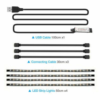4x50CM USB 5V RGB LED Strip Background Light