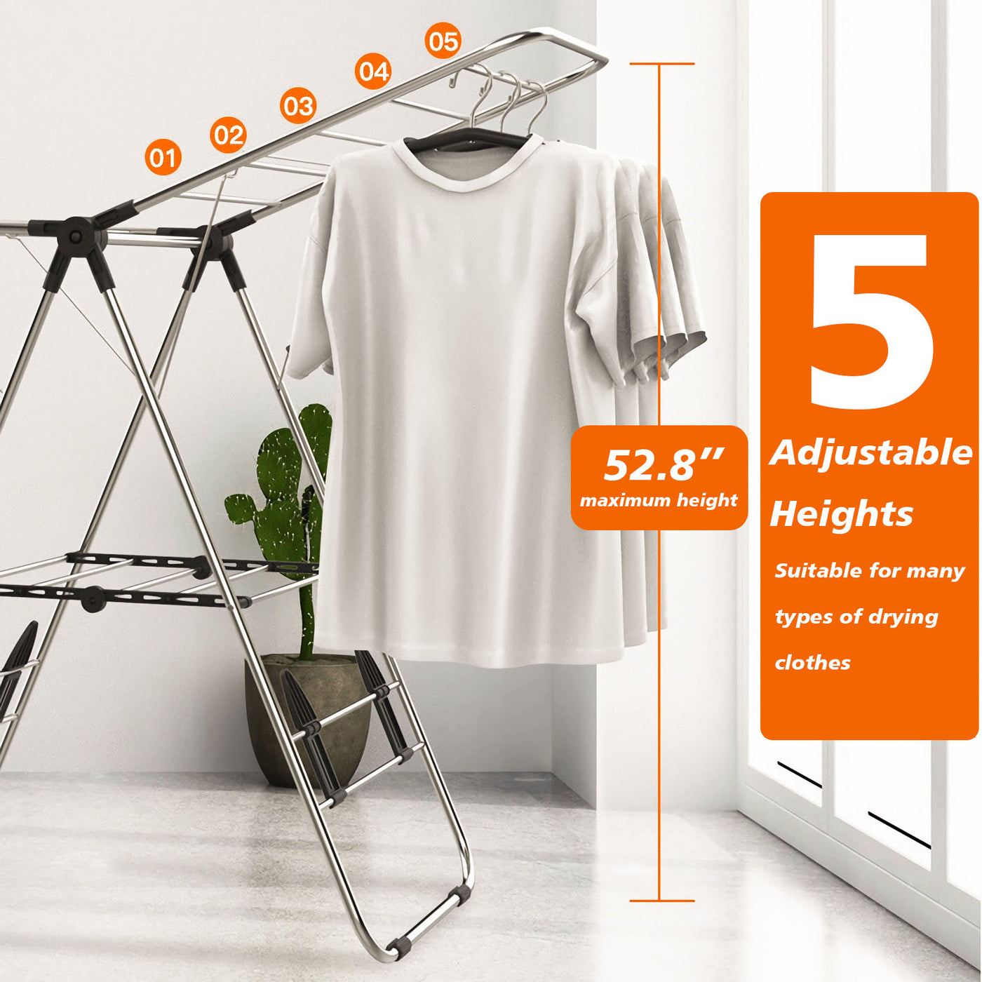 Clothes Drying Rack with Sock Clips Foldable Laundry Rack