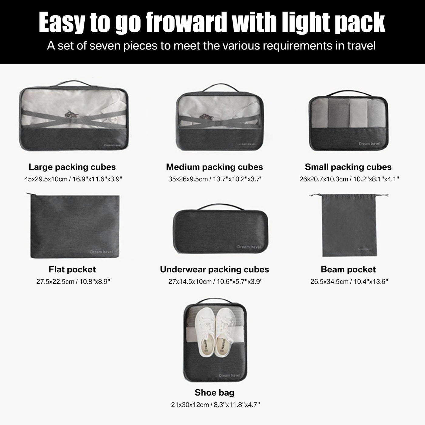 7pcs Packing Cubes Luggage Storage Suitcase Bags